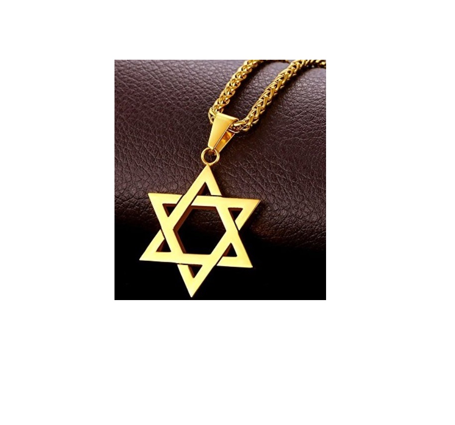 Collar de estrella de David con cadena de acero inoxidable chapado en oro de 18 quilates joyería – Judaica Colombia