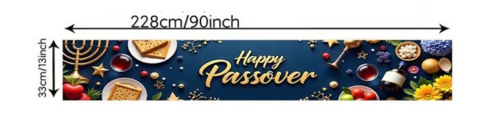 Camino de mesa de Pascua de lino Pesaj judío Seder Matzo Hogar Comedor Cocina Decoración de mesa ×228cm - Imagen 2