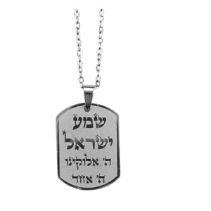 Collar de Acero Inoxidable 50 cm Shma Israel 2,5 cm, Color Plateado